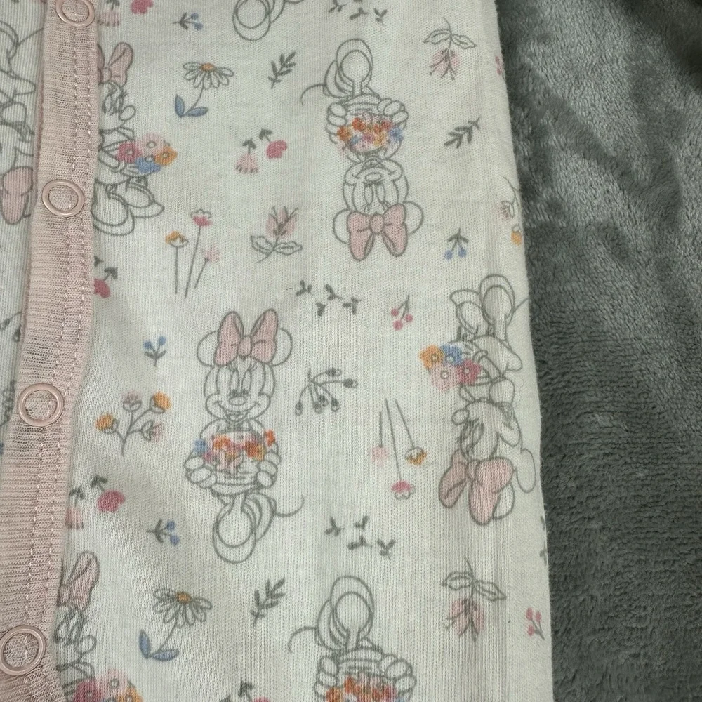 Disney Baby Romper Footed Sleeper Pajamas 3-6 Months Pink Mini Mouse Floral